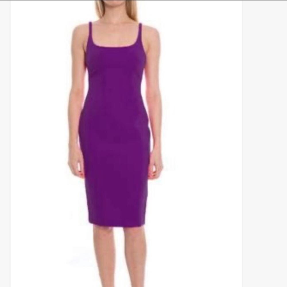 Likely Banks Purple Scoop Neck Backless Bodycon Midi‎ Dress Size 2 NWT